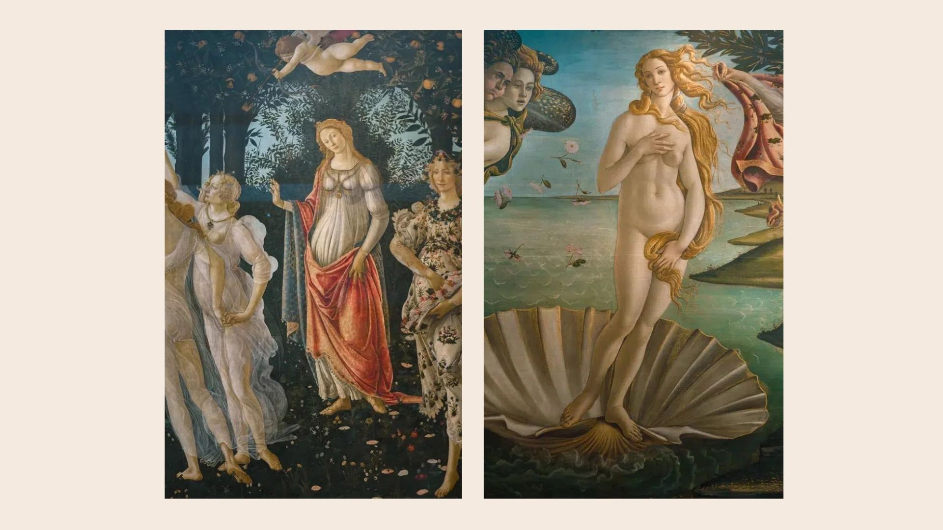 Le Pintemps et la Naissence de Venus de Botticelli au musée des Offices de Florence