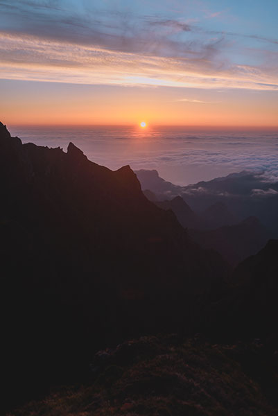 Lever du soleil au pico ruivo