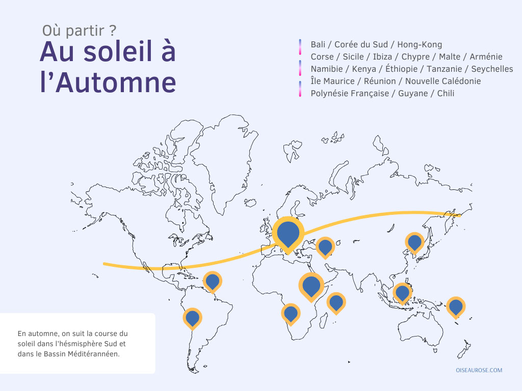 Carte où partir au soleil en automne